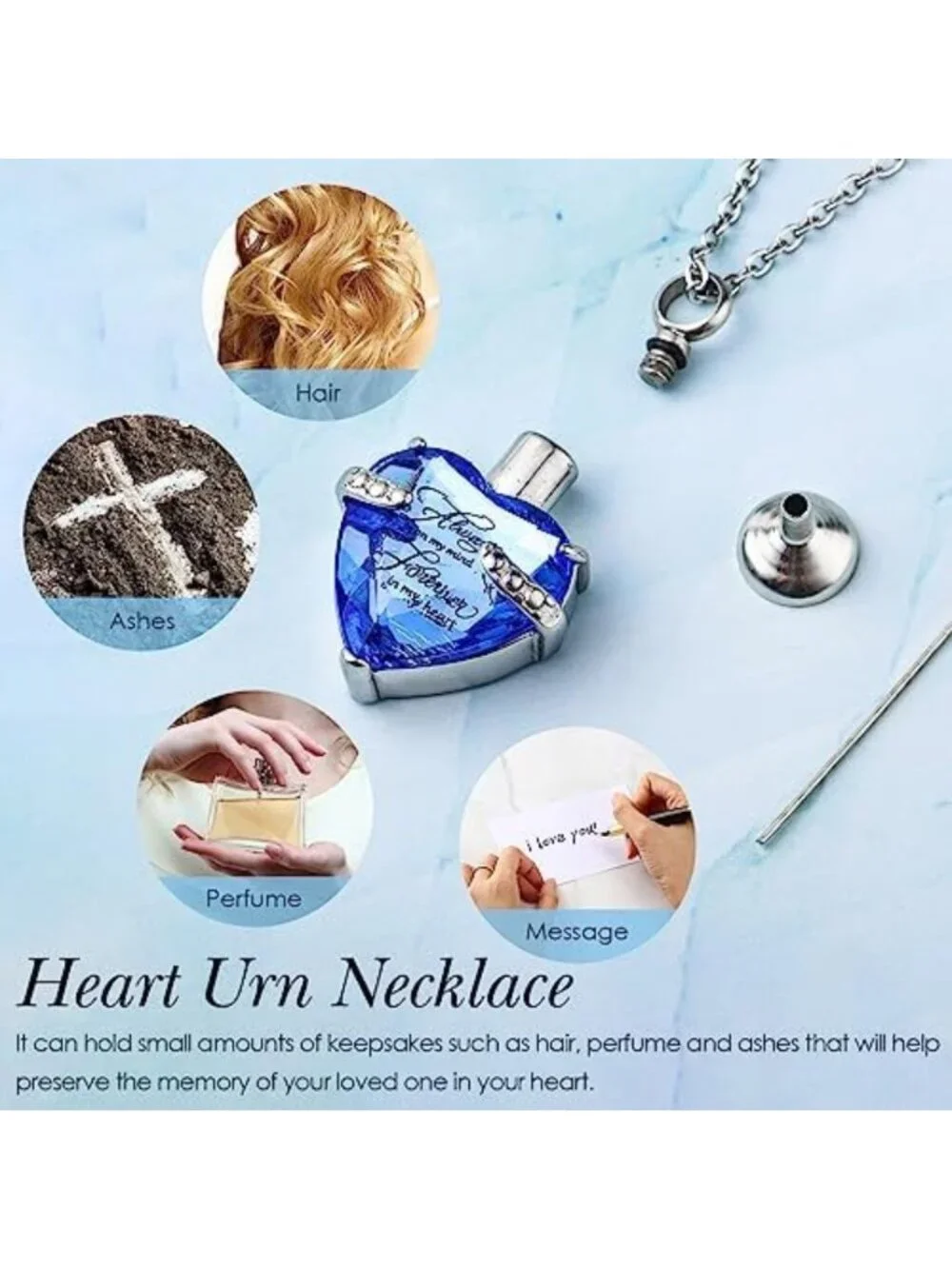 12 Pcs Cremation Urn Necklace Set - Stainless Steel Heart & Cross Lockets for